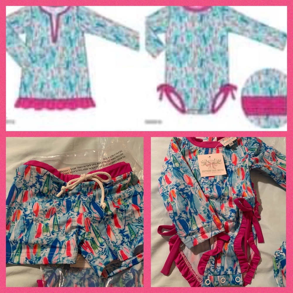 Southern Sass Smocks matching Mom/baby swim set
